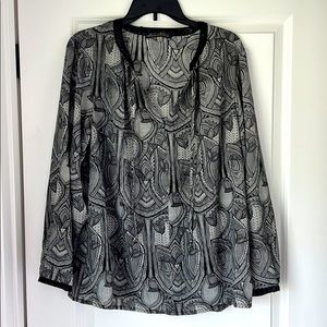 2x black/white sheer blouse